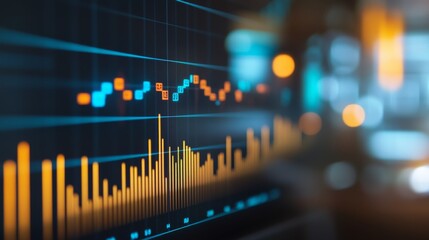 Fototapete - Colorful Financial Data Visualization on Screen
