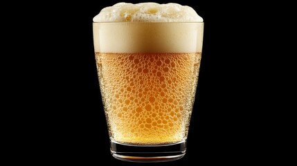 Poster - Refreshing Beer Glass with Foam and Bubbles