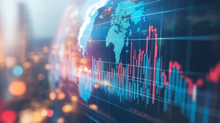 Poster - global market data visualization with graph and map