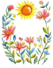 Wall Mural - Bright flowers and sun