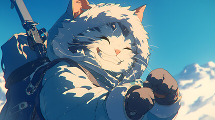 Canvas Print - Winter Siberian Cat anime character