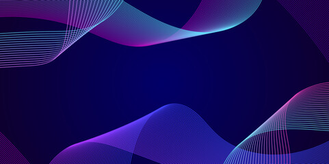 Poster - Dark abstract background Modern technology style and flow waves. Vector illustration.