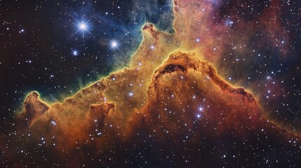 Wall Mural - a captivating cosmic scene featuring a nebula set against the backdrop of deep space, where distant 