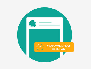 Poster - Unskippable social media ads, short in-stream videos viewers must watch. Inbound digital marketing for business promotion through online broadcasting. Isolated vector illustration
