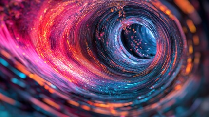 Leinwandbilder - A dynamic and colorful 3D illustration showcasing an abstract flight in a retro neon hyper warp space tunnel.