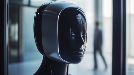 Poster - A futuristic facial recognition system powered by AI, identifying individuals in seconds through deep learning algorithms,