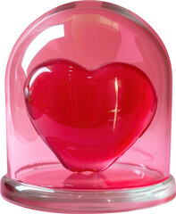 Poster - Red heart in glass dome