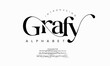 © designfourmonths - Grafy typography beauty fashion elegant minimalist serif italic fonts decorative wedding vintage retro logos. Minimal luxury font alphabet logo. Vector illustration