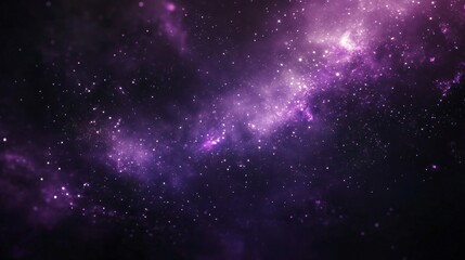 Wall Mural - Abstract purple nebula with scattered stars on a dark background.