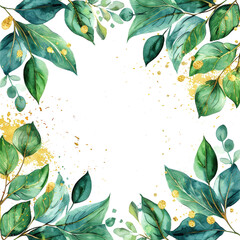 Wall Mural - Green leaves and gold