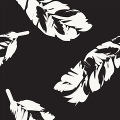 Wall Mural - Monochrome Tropical Leaf Seamless Pattern Design