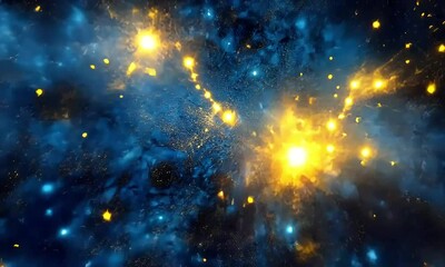Wall Mural - bright cosmic starscape with glowing clusters with ai generated.