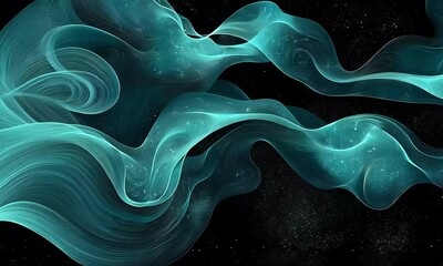 Wall Mural - abstract blue waves flowing in starry space with ai generated.