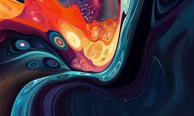 Wall Mural - abstract cosmic waves and starry nebula with ai generated.
