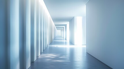 digital technology blue and white glowing corridor tunnel poster background