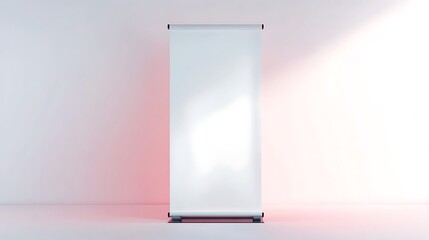 White roll-up banner display mockup, isolated, 3d rendering. Clear rollup baner design mockup