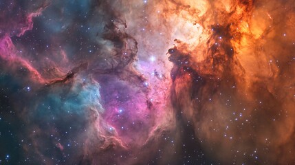 Wall Mural - Cosmic clouds of gas and dust in a nebula, illuminated by bright stars.