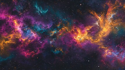 Wall Mural - Colorful nebula with stars in the space.