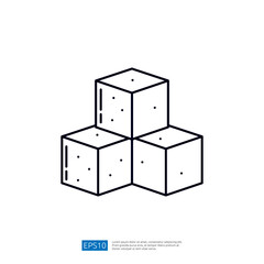 Poster - Three Cubes, Geometric Shapes in Line Art Style, Abstract Minimalistic Icon