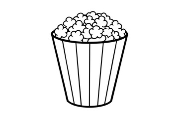 Popcorn line art illustration | isolated vector silhouette illustration on white background