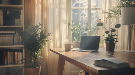 Poster - Cozy Minimalist Office Setup with Natural Light