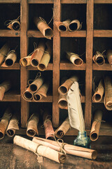 Poster - Scribe library full of valuable and ancient manuscripts