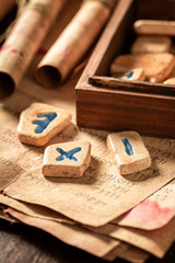 Poster - Runestones and ancient scrolls with ancient language