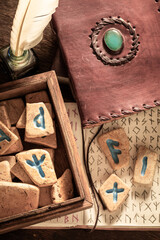 Poster - Closeup of runic divination by stones made of Celtic language