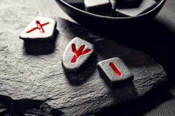 Poster - Rune black stones based on antique language