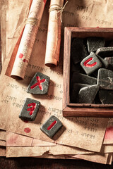 Poster - Magic divination by black rune stones made of Celtic language
