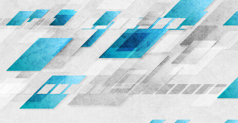 Wall Mural - Blue and grey grunge geometric tech abstract background. Vector design