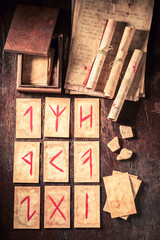 Poster - Top view of diviner from futhark rune cards