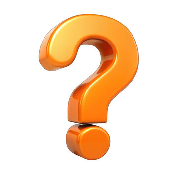 Orange question mark isolated on transparent background