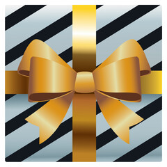 Wall Mural - Vector icon image of gift with gold colored bow