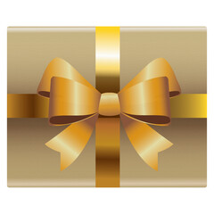 Wall Mural - Vector icon image of gift with gold colored bow