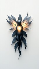 Glowing Black Fairy with Leaves.