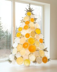 Poster - Modern Citrus Christmas Tree with Glass Ornaments in Minimalist Room