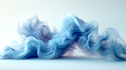 Delicate blue swirls dance gracefully against a soft white backdrop in serene harmony