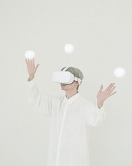 Aufkleber - Minimalist Virtual Reality Experience with Man in White