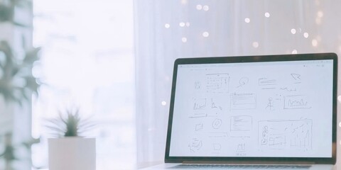 Poster - Modern Digital Learning Environment with Laptop Displaying Virtual Classroom Tools