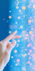 Leinwandbilder - Futuristic Digital Interaction Hand Reaches for Colorful Data Stream