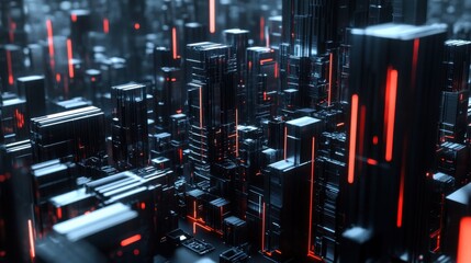 Poster - A futuristic block-building scene with modular robotic blocks, Blocks arranged in a high-tech laboratory setting, Scientific innovation style