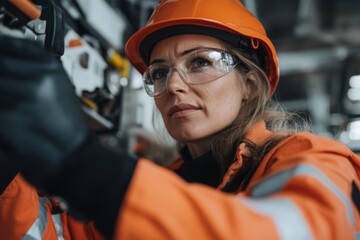 Female engineer working on a project in a heavy industry factory