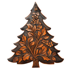 Wall Mural - Transparent beautiful engraved leather christmas tree clipart