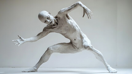 Poster - Sculptural representation of an artistic human figure in a dynamic pose evoking movement and emotion through form