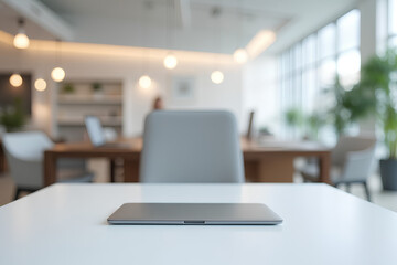 Wall Mural - empty white business office with blurred background