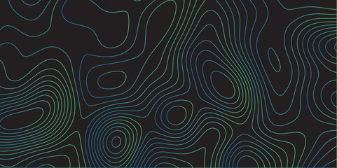 Poster - Abstract black colorful gradient Topographic line map pattern background. Contour elevation topographic and textured Background Modern design with black background with topographic wavy Patte and dot	