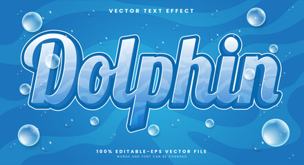 Aufkleber - Dolphin editable text effect template with deep sea background