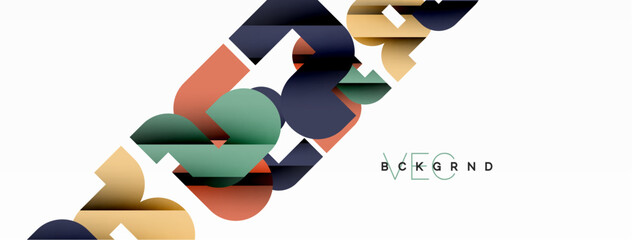 Aufkleber - Abstract background. Colorful geometric curve shapes with black shadow lines effects