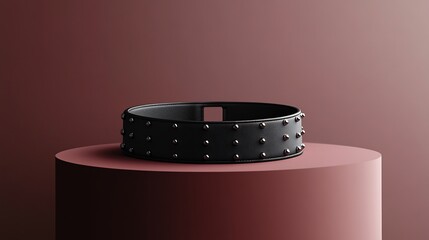 Poster - Bold wide leather choker with metal studs placed on a minimalistic background highlighting its edgy and contemporary look
